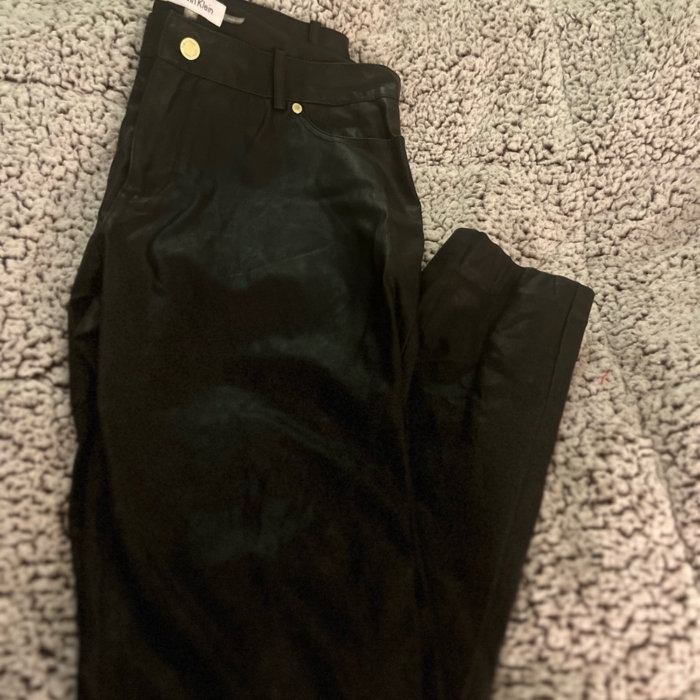 Calvin Klein vintage black leather pants women’s 10
